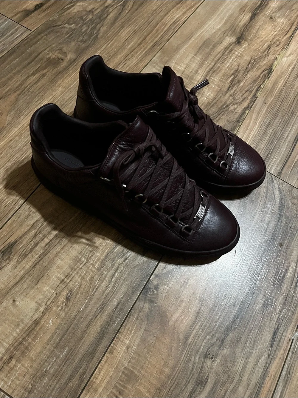 Balenciaga Men's Low-Top Sneakers in Deep Burgundy
